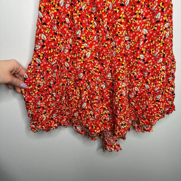 Intimately By Free People Women's Red Floral Tie Back Mini Dress Size M - Picture 5 of 10